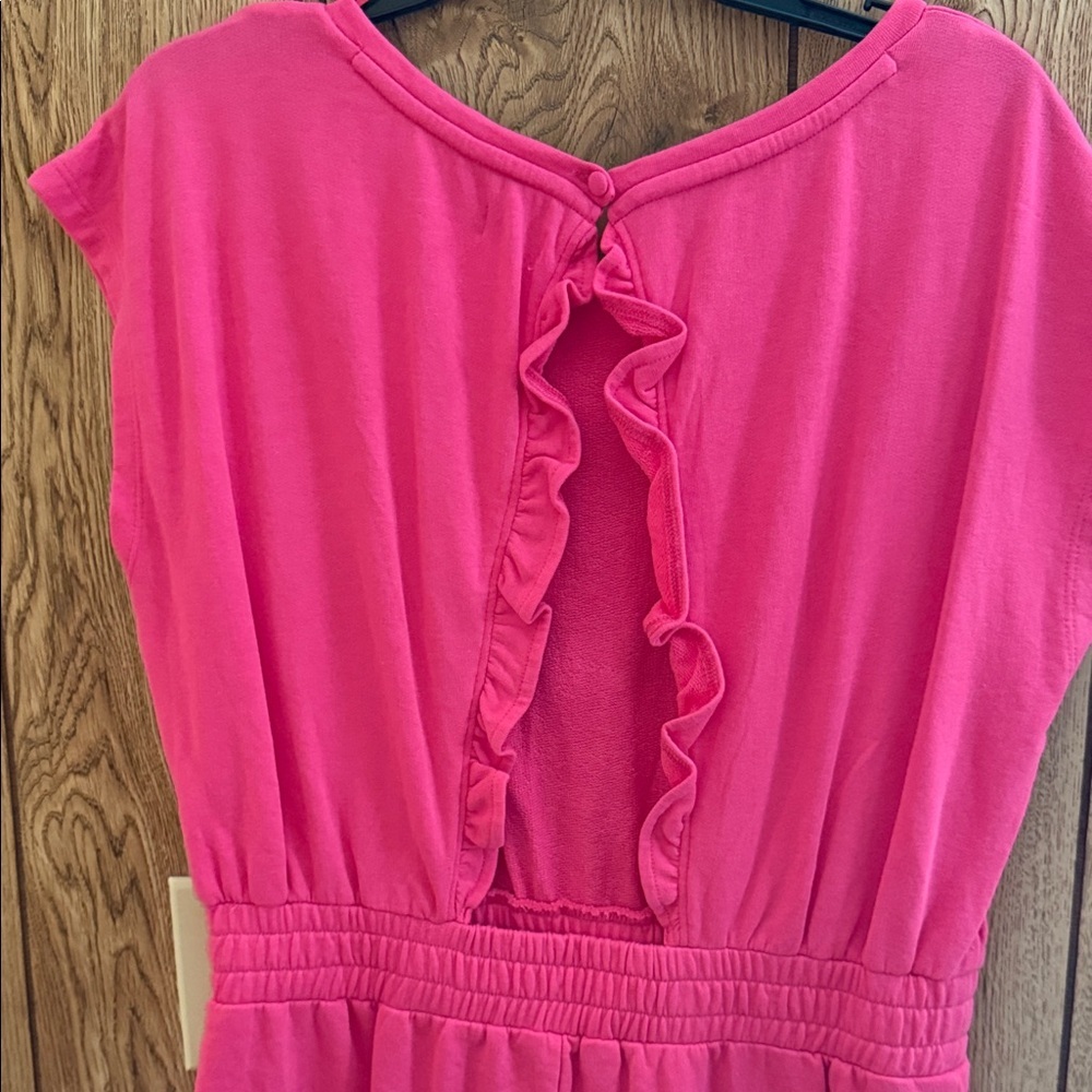 crown & ivy Bright Pink Cap-Sleeve Elastic-Waist Romper - Picture 6 of 6